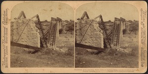 Handiwork of the retreating Boers - destroyed railway bridge over the Vet River - Lord Roberts' campaign, S. A.