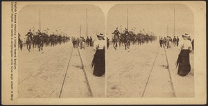 English lancers crossing a bridge toward Belgium