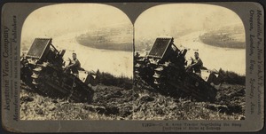 U.S. Army tractor ascending Rhine bank near Koblenz