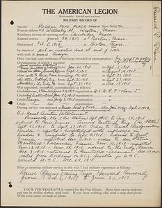 American Legion military record of Russell Pope Place