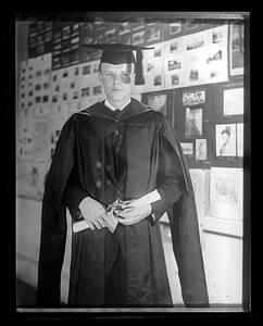 Charles Lindbergh in cap and gown
