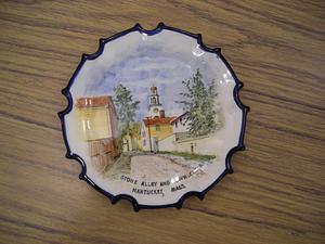 Stone Alley and town clock painted dish