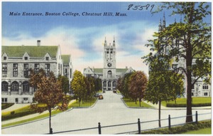 Main entrance, Boston College, Chestnut Hill, Mass.