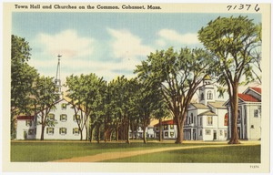 Town hall and churches on the common, Cohasset, Mass.