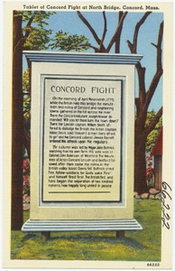 Tablet of Concord Fight at North Bridge, Concord, Mass.