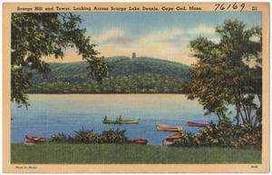 Scargo Hill and tower, looking across Scargo Lake, Dennis, Cape Cod, Mass.