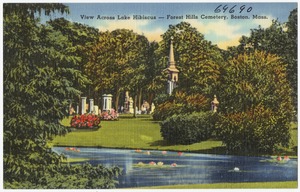 View across Lake Hibiscus -- Forest Hills Cemetery, Boston, Mass.