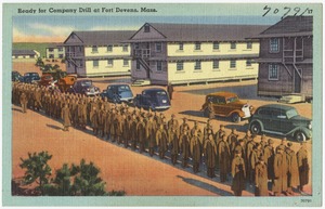 Ready for company drill at Fort Devens, Mass.