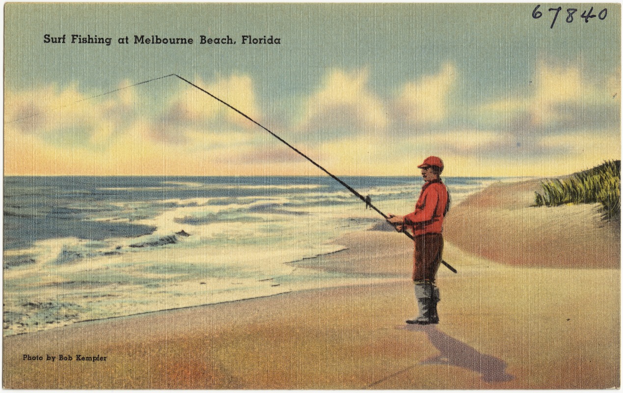 Surf fishing at Melbourne Beach, Florida Digital Commonwealth
