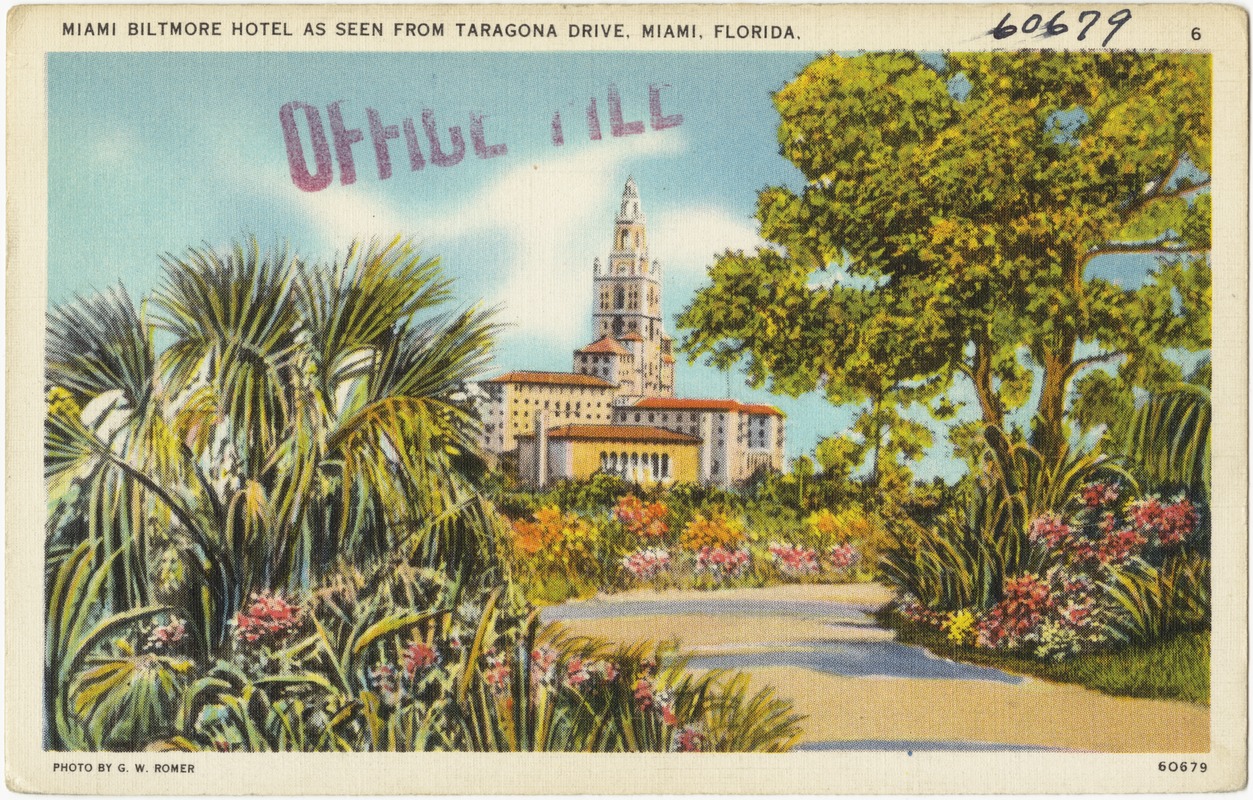 Miami Biltmore Hotel as seen from Taragona Drive, Miami, Florida