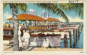 Miami's famous Pier Five at the municipal fishing docks, Miami, Florida
