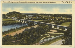 Hancock Bridge across Potomac River connects Maryland and West Virginia