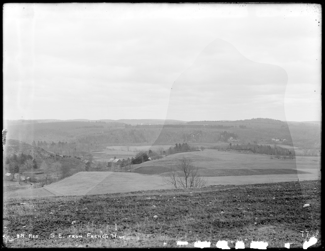 Wachusett Reservoir, southeasterly towards Boylston Centre, from French Hill, Boylston, Mass., Apr. 6, 1896