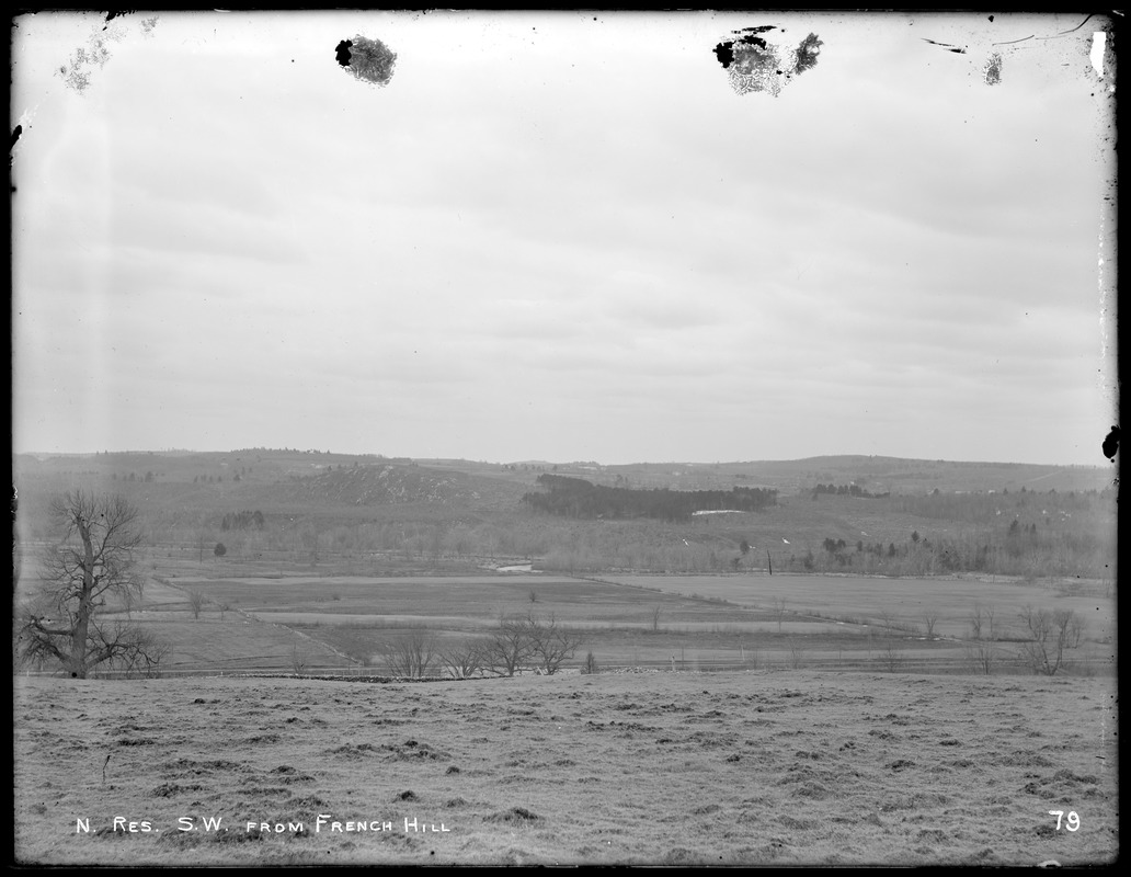 Wachusett Reservoir, southwesterly towards Pine Hill, from French Hill, Boylston, Mass., Apr. 6, 1896