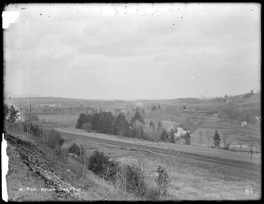 Wachusett Reservoir, below Oakdale, from the south, Oakdale, West Boylston, Mass., Apr. 6, 1896