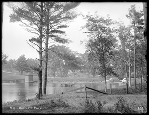 Wachusett Aqueduct, dam and gatehouse at Bartlett Pond, from the south, Northborough, Mass., May 25, 1896