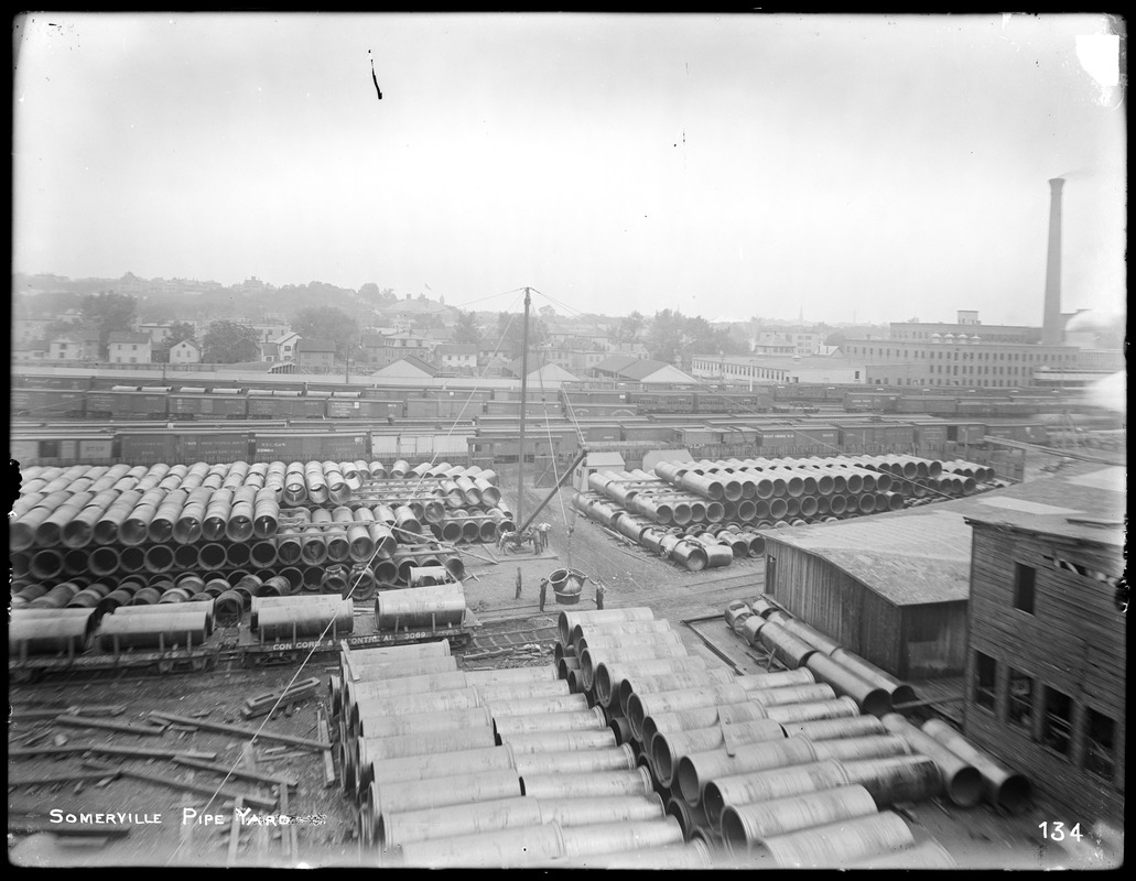 Distribution Department, Low Service Pipe Lines, Somerville Pipe Yard, looking east, Somerville, Mass., May 29, 1896