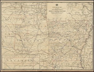 Post route map of the State of Arkansas and of Indian and Oklahoma territories with adjacent portions of Mississippi, Tennessee, Missouri, Kansas, Texas and Louisiana