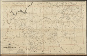 Post route map of the territories of New Mexico and Arizona with parts of adjacent states and territories showing post offices with the intermediate distances and mail routes in operation on the 1st of October 1891