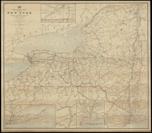 Post route map of the State of New York and parts of Vermont, Massachusetts, Connecticut, New Jersey, and Pennsylvania also the adjacent portions of the Dominion of Canada, showing post offices with the intermediate distances and mail routes in operation on the 1st of October 1891