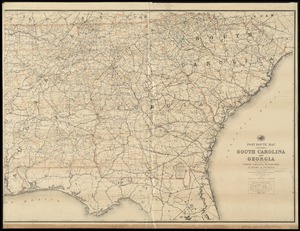 Post route map of the States of South Carolina and Georgia with adjacent parts of North Carolina, Tennessee, Alabama and Florida