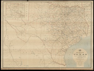 Post route map of the state of Texas with adjacent parts of Louisiana, Arkansas, Indian Territory and of the Republic of Mexico showing post offices with the intermediate distances and mail routes in operation on the 1st of October 1891