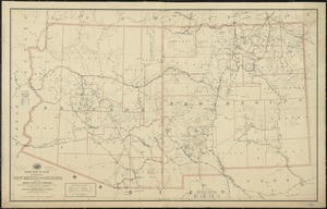 Post route map of the territories of New Mexico and Arizona with parts of adjacent states and territories showing post offices with the intermediate distances and mail routes in operation on the 1st of December 1895