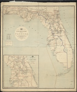 Post route map of the State of Florida showing post offices with the intermediate distances and mail routes in operation on the 1st of December 1895