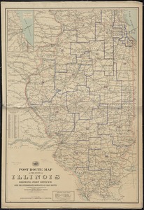 Post route map of the state of Illinois showing post offices with the intermediate distances on mail routes in operation on the 1st of December, 1895