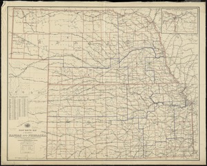 Post route map of the states of Kansas and Nebraska showing post offices with the intermediate distances and mail routes in operation on the 1st. of December, 1895