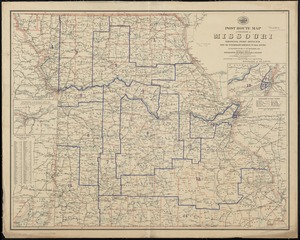 Post route map of the State of Missouri showing post offices with the intermediate distances on mail routes in operation on the 1st. of December, 1895