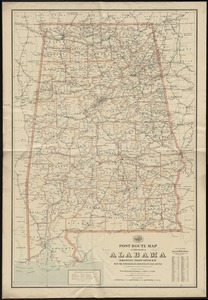 Post route map of the State of Alabama showing post offices with the intermediate distances on mail routes in operation on the 1st. of December, 1897