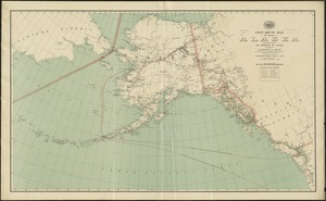 Post route map of the territory of Alaska with adjacent parts of the Dominion of Canada and portions of Washington and Oregon showing post offices with the intermediate distances and mail routes in operation on the 1st of December 1897