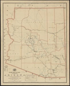 Post route map of the territory of Arizona showing post offices with the intermediate distances on mail routes in operation on the 1st. of December, 1897
