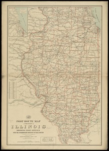 Post route map of the state of Illinois showing post offices with the intermediate distances on mail routes in operation on the 1st of December, 1897