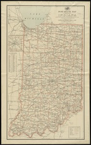 Post route map of the state of Indiana showing post offices with the intermediate distances on mail routes in operation on the 1st of December, 1897