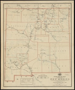 Post route map of the territory of New Mexico showing post offices with the intermediate distances on mail routes in operation on the 1st. of December, 1897