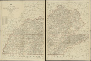 Post route map of the states of Kentucky and Tennessee showing post offices and intermediate distances on mail routes in operation September 1st. 1897