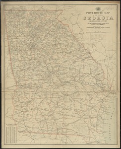 Post route map of the state of Georgia showing post offices with the intermediate distances on mail routes in operation on the 1st of December, 1903