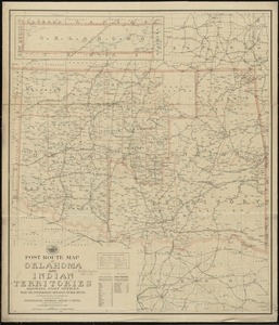 Post route map of Oklahoma and Indian territories showing post offices with the intermediate distances on mail routes in operation on the 1st of December, 1903