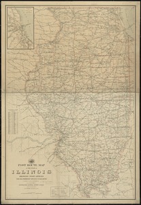Post route map of the state of Illinois showing post offices with the intermediate distances on mail routes in operation on the 1st of December, 1903