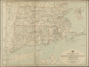 Post route map of the states of Massachusetts, Rhode Island, Connecticut showing post offices with the intermediate distances on mail routes in operation on the 1st of December, 1903