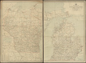 Post route map of the states of Michigan and Wisconsin showing post offices with the intermediate distances on mail routes in operation on the 1st of December, 1903