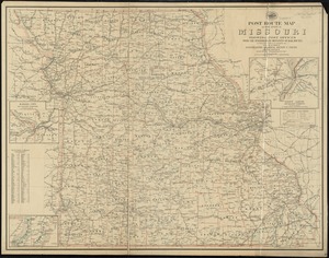 Post route map of the state of Missouri showing post offices with the intermediate distances on mail routes in operation on the 1st of December, 1903