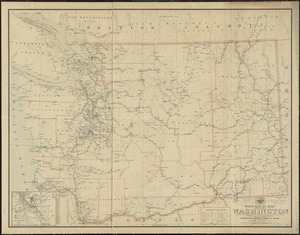 Post route map of the state of Washington showing post offices with the intermediate distances and mail routes in operation on the 1st of December, 1903