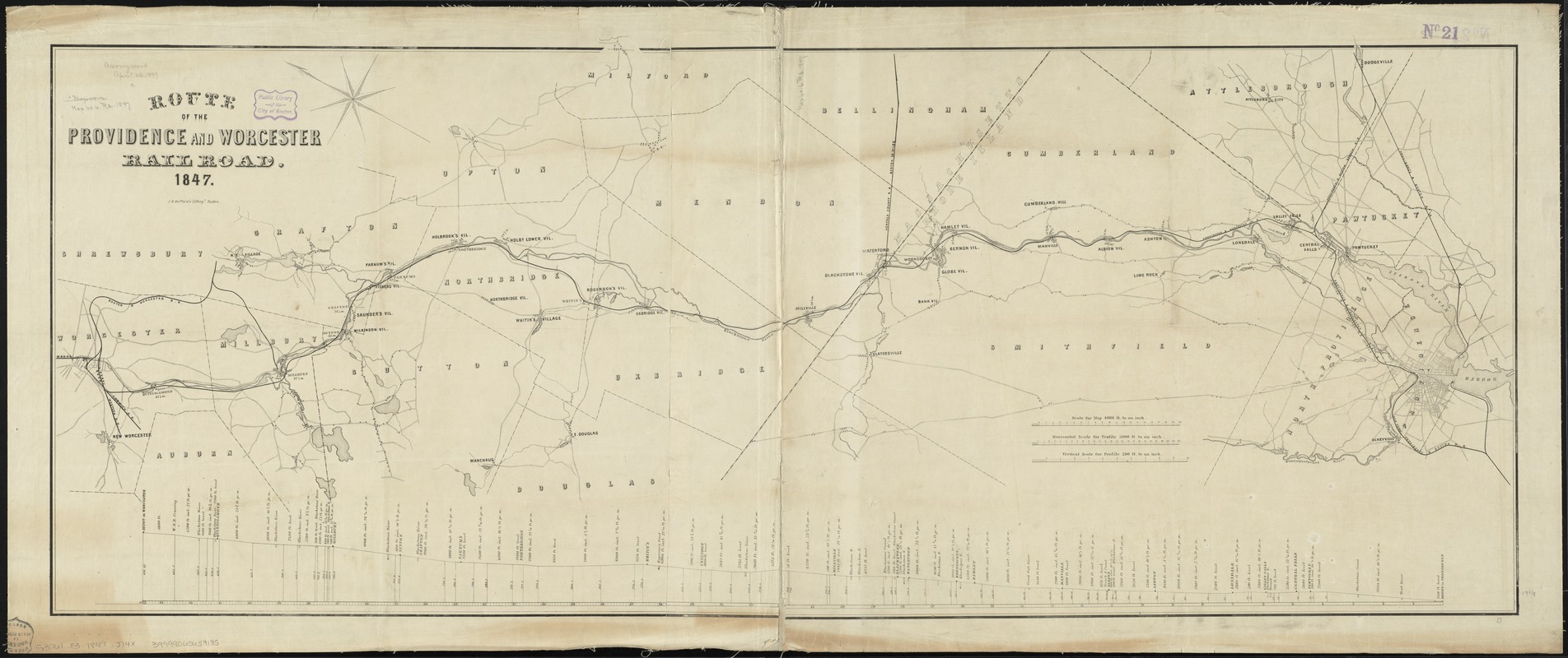 Route of the Providence and Worcester rail road