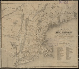 Map of New England exhibiting the rail road & telegraphic lines now in operation