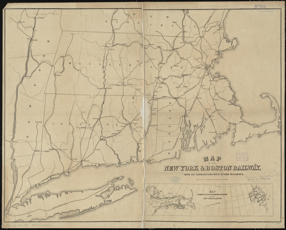 Map of the New York & Boston Railway, with its connections with other railways