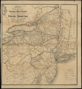 Map showing the lines of canals & rail roads owned, leased & operated by the Delaware and Hudson Canal and Rail Road Co. with their connections