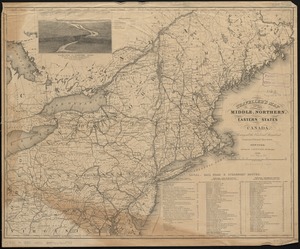 Traveller's map of the middle, northern, eastern states and Canada showing all the railroad, steamboat, canal, and principal stage routes